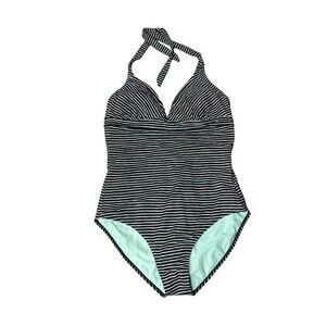 NEW Prana Women's  Lahari Halter One Piece Swimsuit sz  S Black Stripe